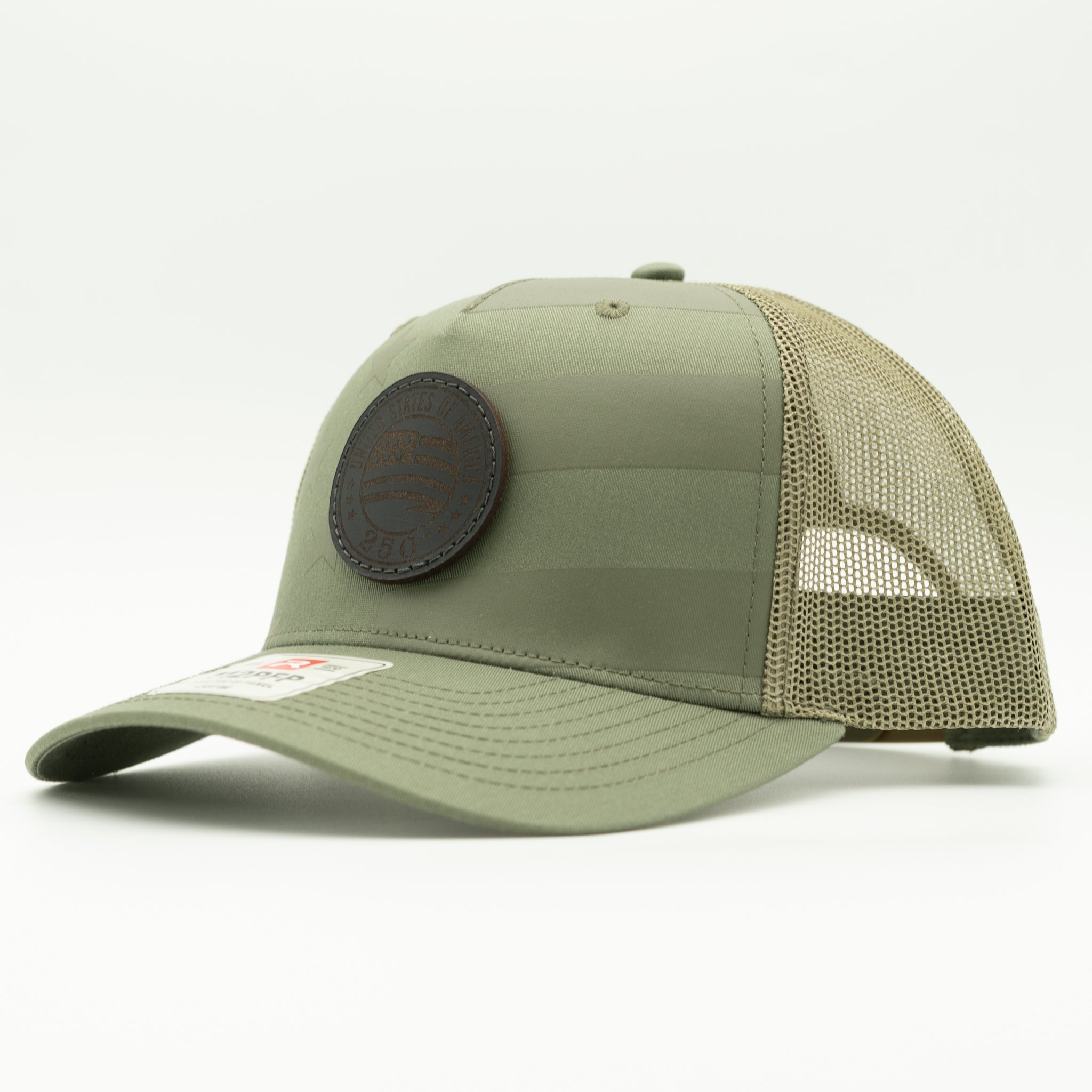 USA 250 Medallion Leather Patch Trucker Hat – Outer Wings