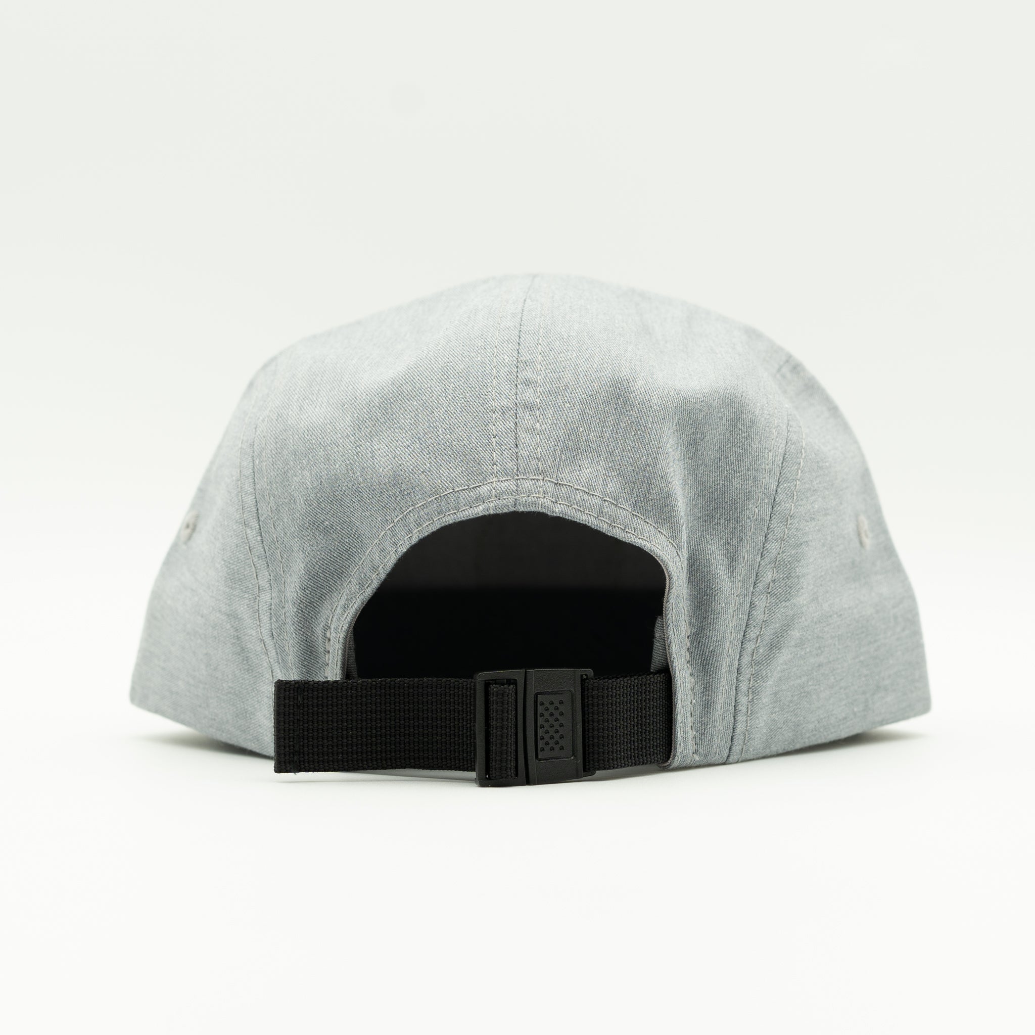 Back view of heather grey/black Richardson 217 Gone Camping camper hat with adjustable strap.
Color: Heather Grey/Black
