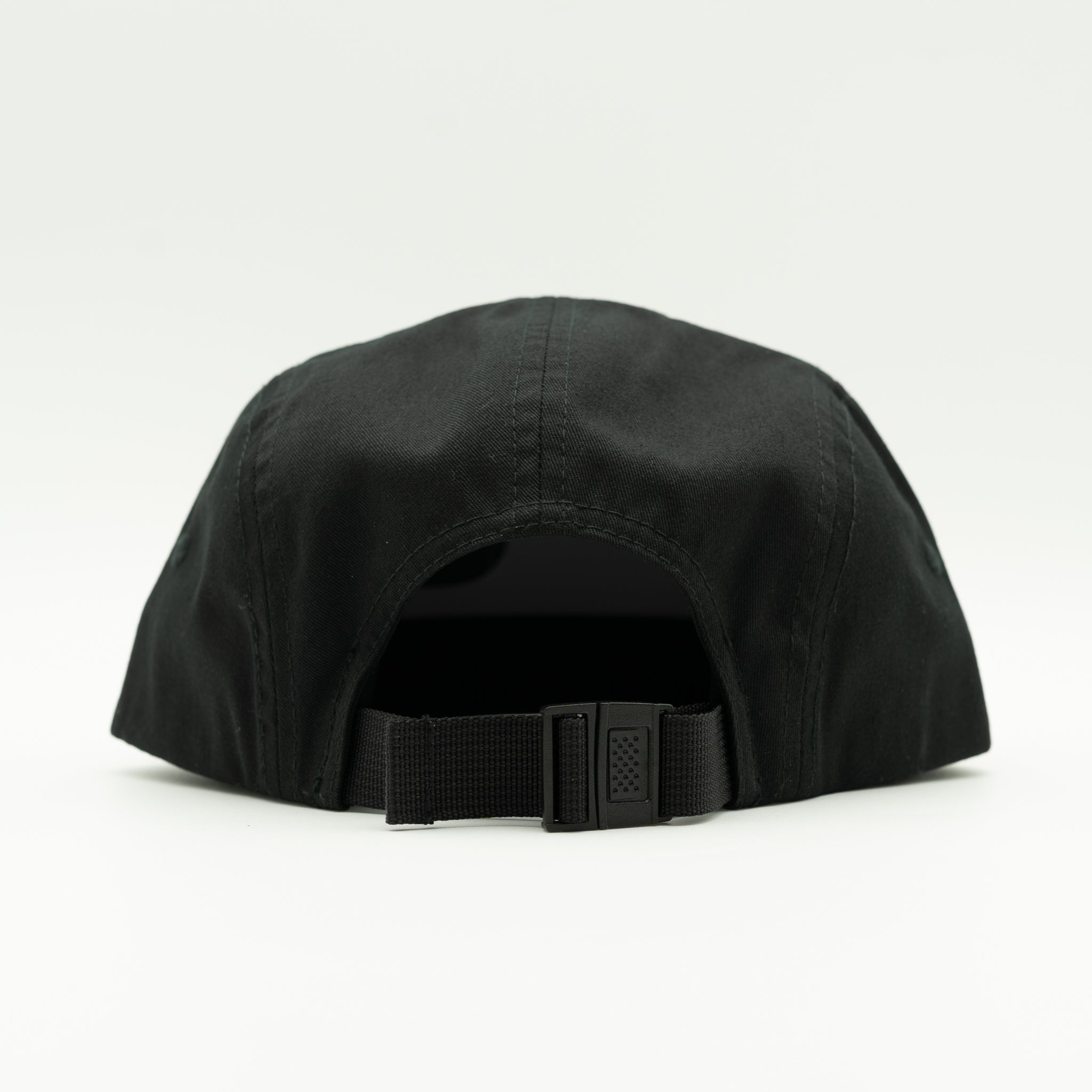 Back view of black Richardson 217 Gone Camping camper hat showing adjustable nylon backstrap.
Color: Black