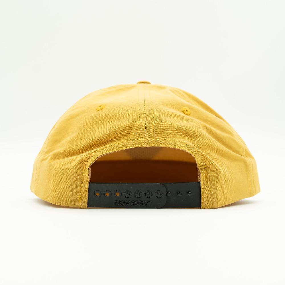 Back view of biscuit Richardson 256 American flag rope hat with snapback strap and low crown.
Color: Biscuit