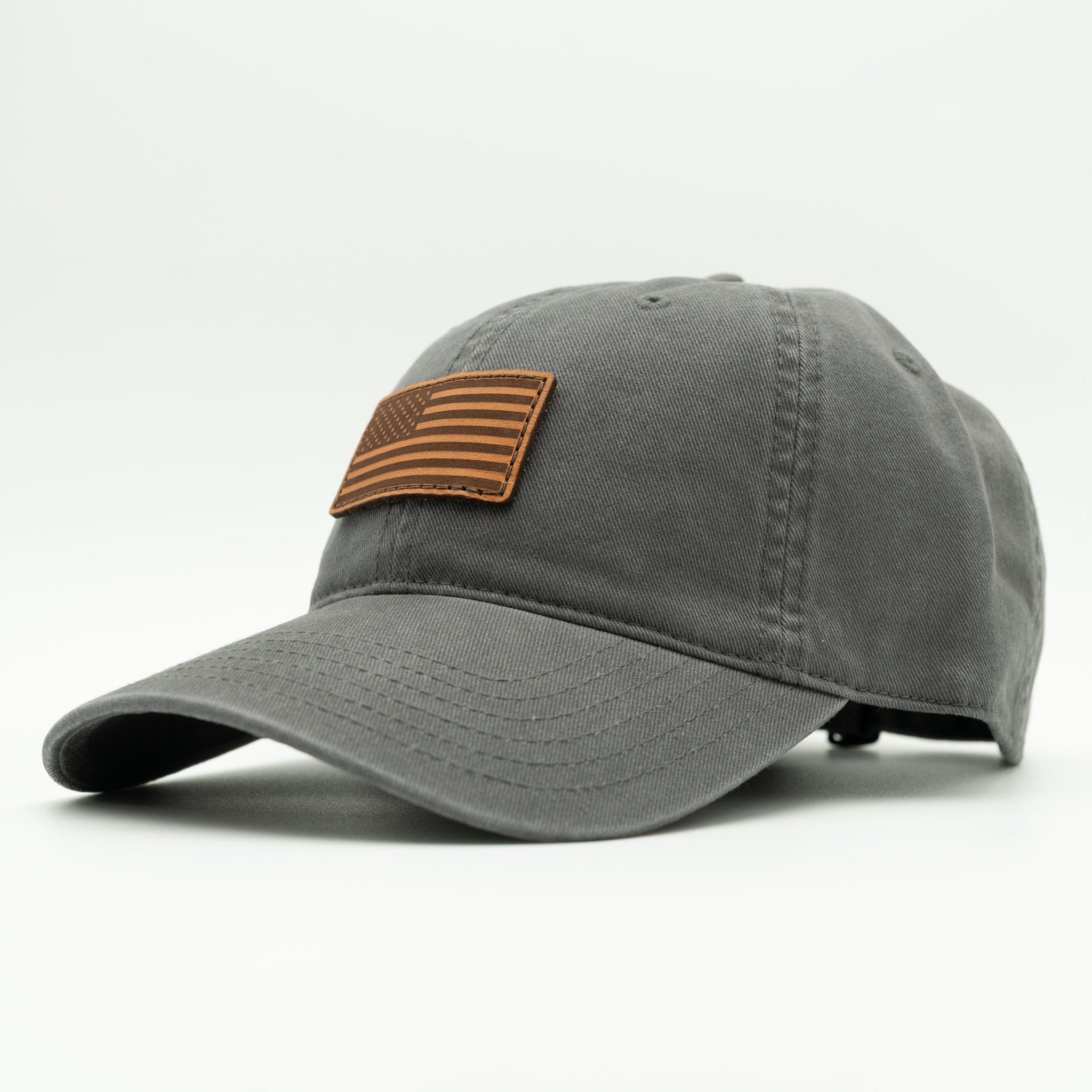 Gray cap with an American flag patch on a white background
Color: Charcoal