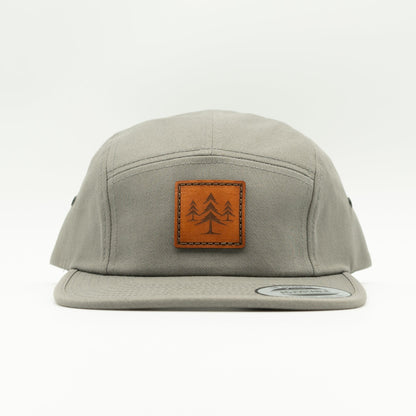 THREE LIL PINES Leather Patch Hat – Yupoong 7005 Low Profile Flat Bill