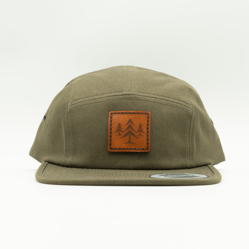 THREE LIL PINES Leather Patch Hat – Yupoong 7005 Low Profile Flat Bill