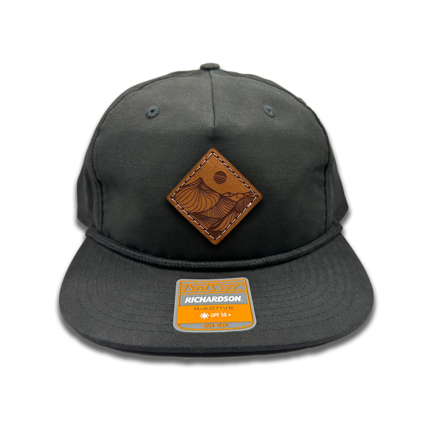 Add a touch of rugged charm to your look with the Black Richardson 256 Rope Umpqua Hat. Made in Colorado, USA, this low profile SnapBack cap features a Desert Mountain patch design and genuine leather patch sewn on. Stay stylish with its flatbill and lightweight material.