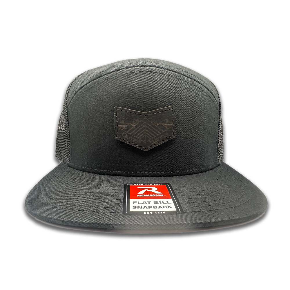 MIDNIGHT MOUNTAIN Hat – Leather Patch Trucker Hat – Richardson 168