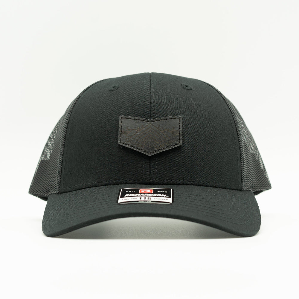 MIDNIGHT MOUNTAIN Hat - Richardson 115 Low Profile Leather Patch