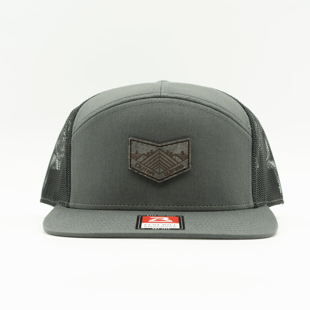 MIDNIGHT MOUNTAIN Hat – Leather Patch Trucker Hat – Richardson 168