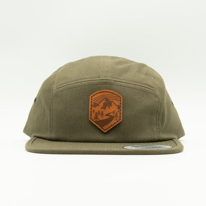 WANDERLUST Leather Patch Hat – Yupoong 7005 Flat Bill Hat