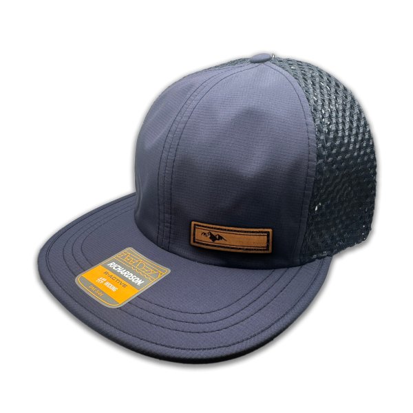 Side view of Richardson 935 hat in navy/navy, showing the adjustable backstrap and sleek, unstructured design.