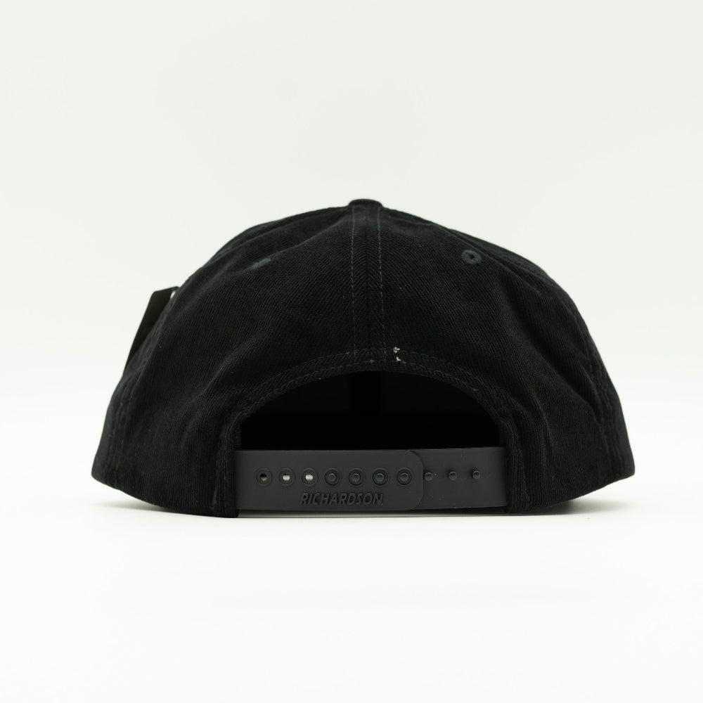 Back view of black Richardson 253 corduroy Colorado hat, showing corduroy panels and adjustable snapback closure.

Color: Black 253 (OSFM)