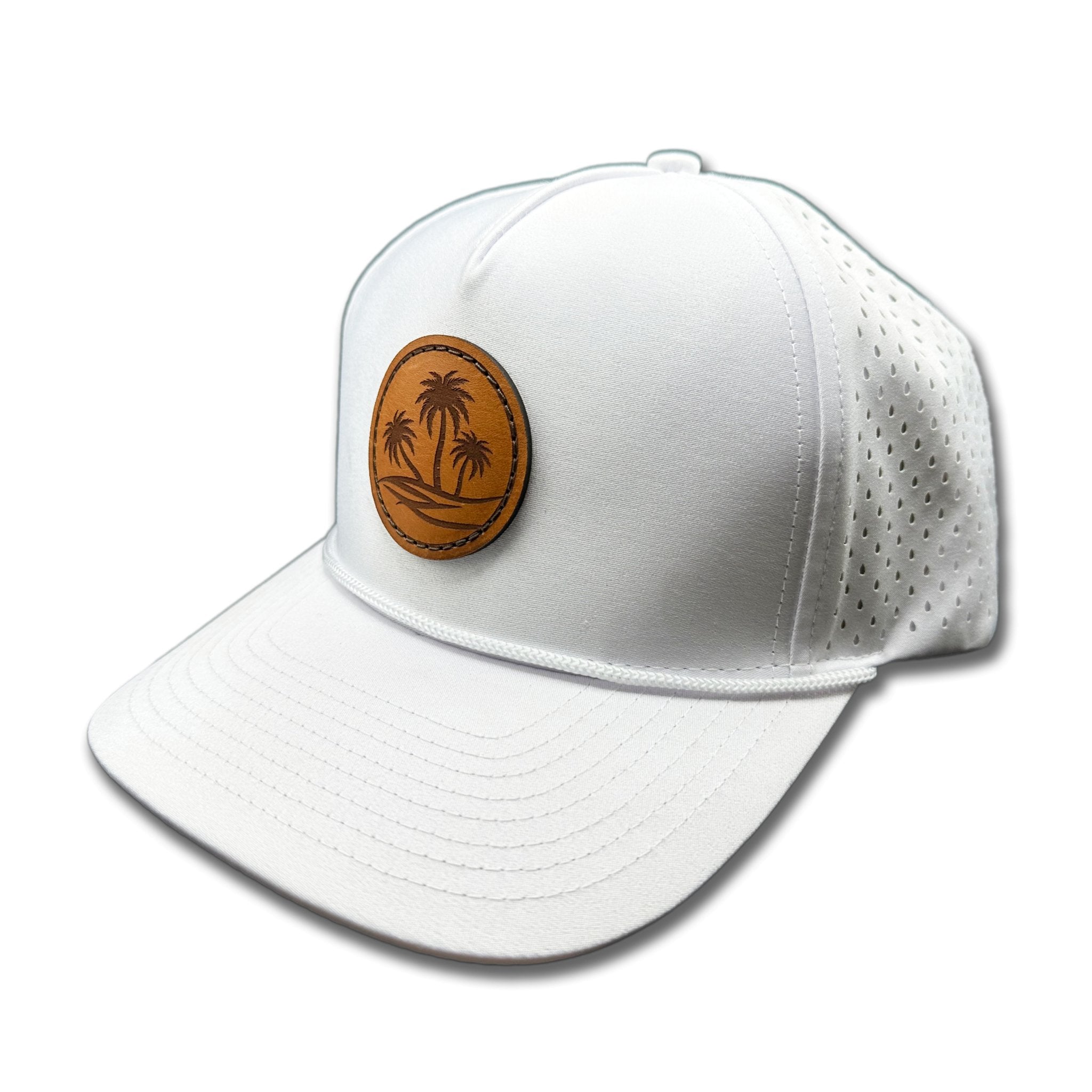 Side view of the Oasis Hat by Outer Wings in white, highlighting the structured build, rope detail, and adjustable snapback closure. A stylish and durable outdoors hat ideal for any adventure.