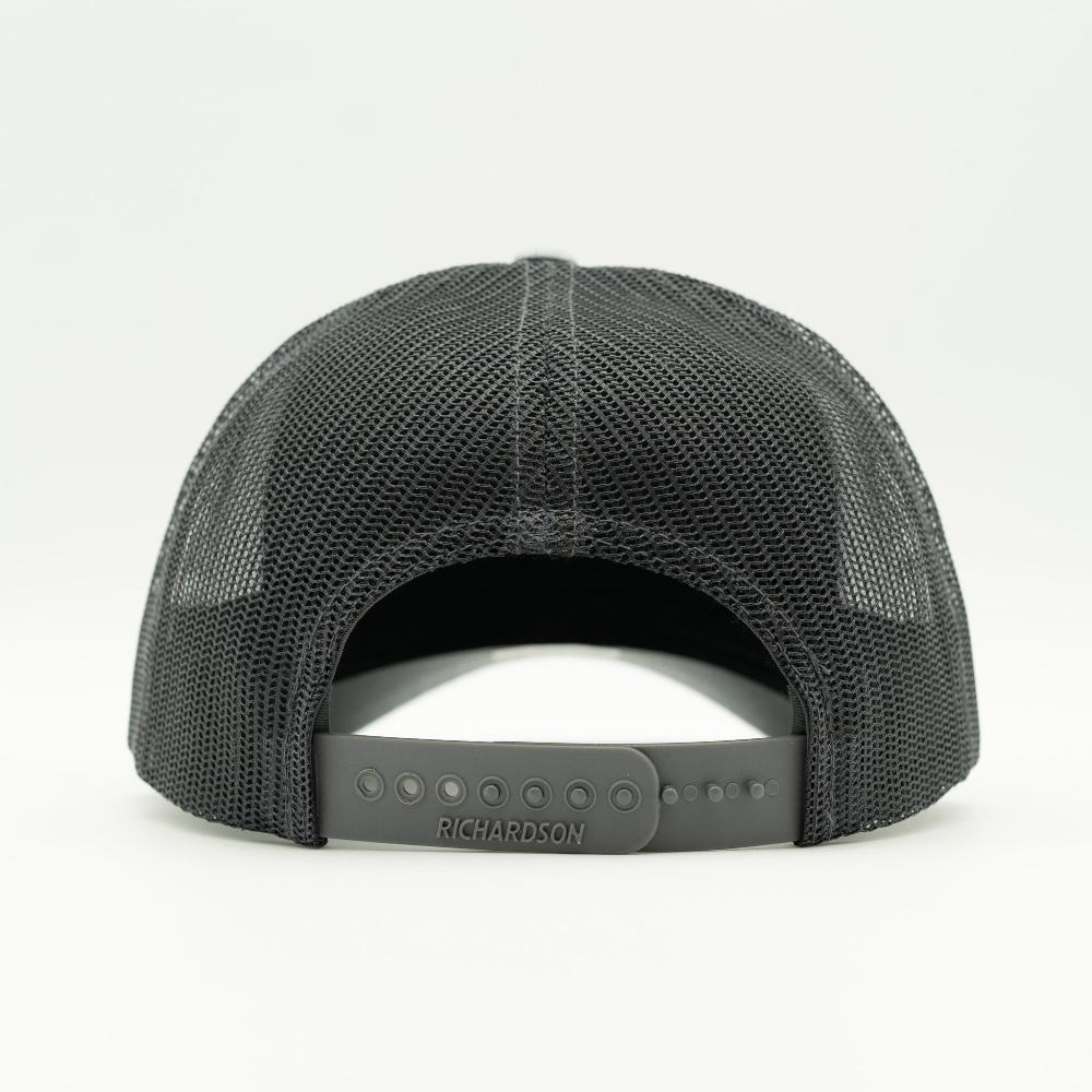 Back view of heather grey and dark charcoal Richardson 115 low profile hat with dark mesh and snapback.

Color: Heather Grey/Charcoal