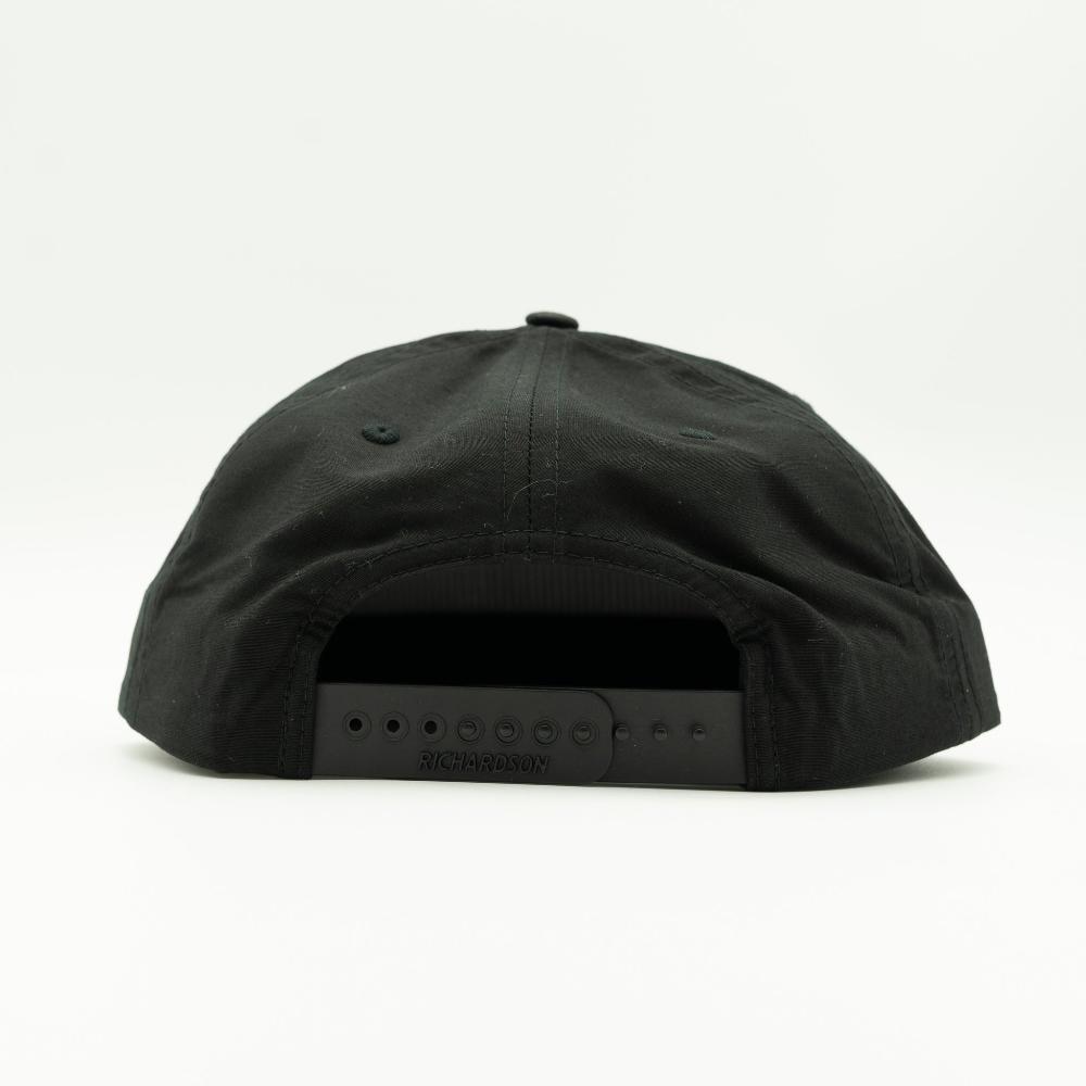 Back of black Richardson 256 American flag rope hat showing snapback closure and rope accent.

Color: Black