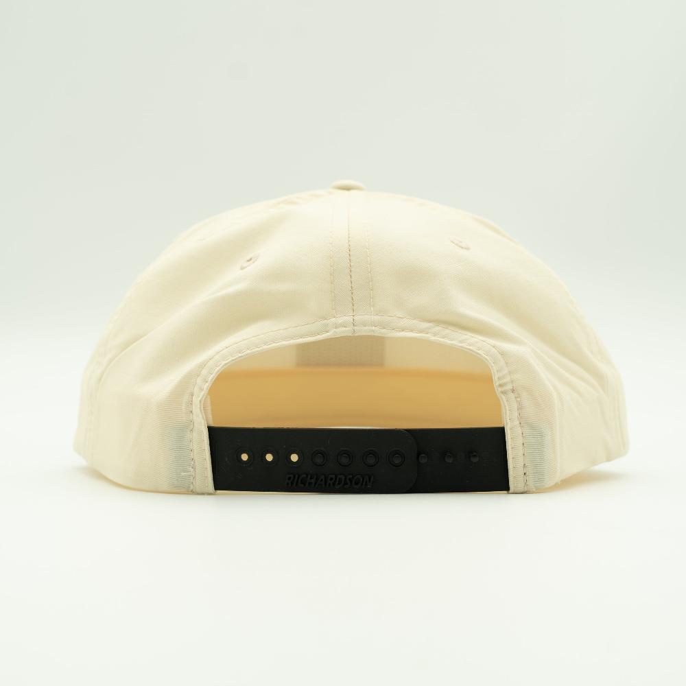 Back of birch Richardson 256 American flag rope hat with adjustable snapback and rope detail.

Color: Birch